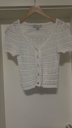 Sommerliches Top/Jäckli, weiss, Grösse M, gehäkelt