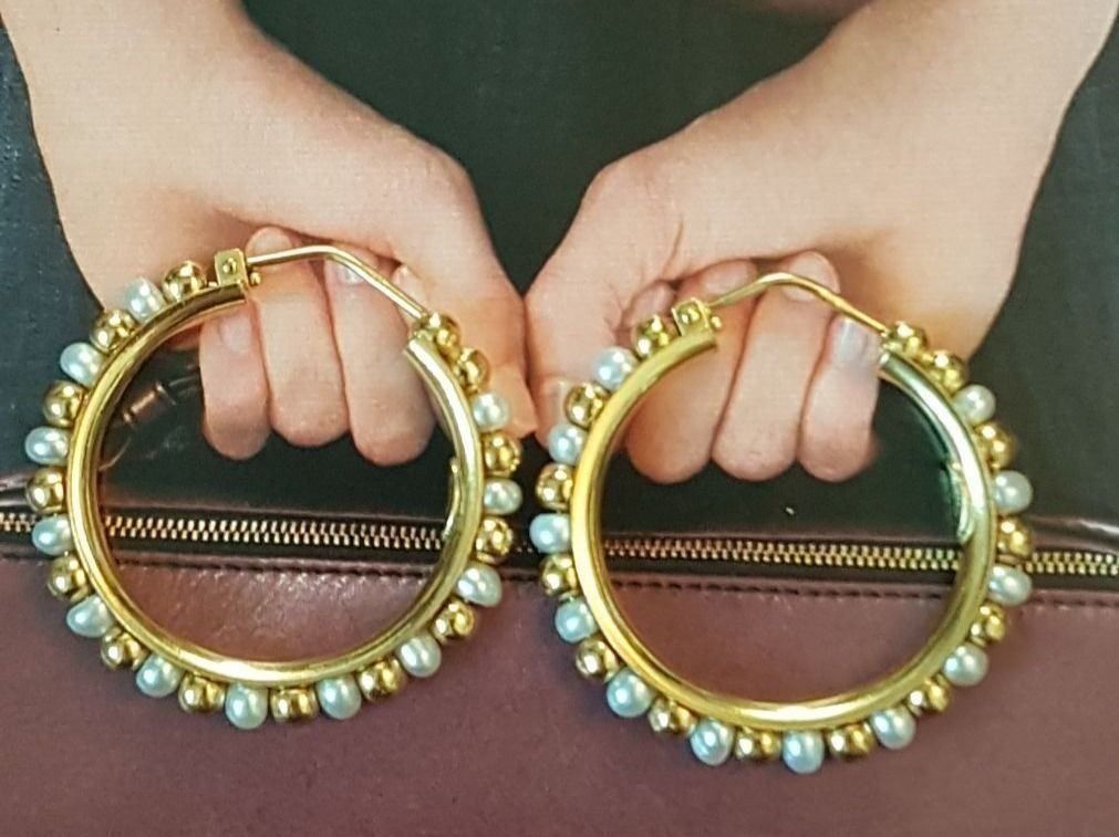 Orecchini pendenti & Orecchini a lobo: Edle Ohrcreolen in Perlen/Gold Design – Nuovo (secondo la descrizione) da Unterägeri venduto da Altgoldschmuck 5