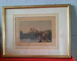 Stahlstich Schloss Thun Bartlett/Wallis coloriert gerahmt