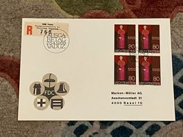 1 Erstagsbrief LI Einschreiben Viererblock 1968
