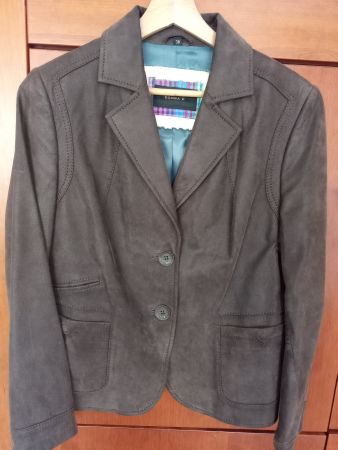 Damenjacke aus braunem Leder (Wildleder), Grösse 38