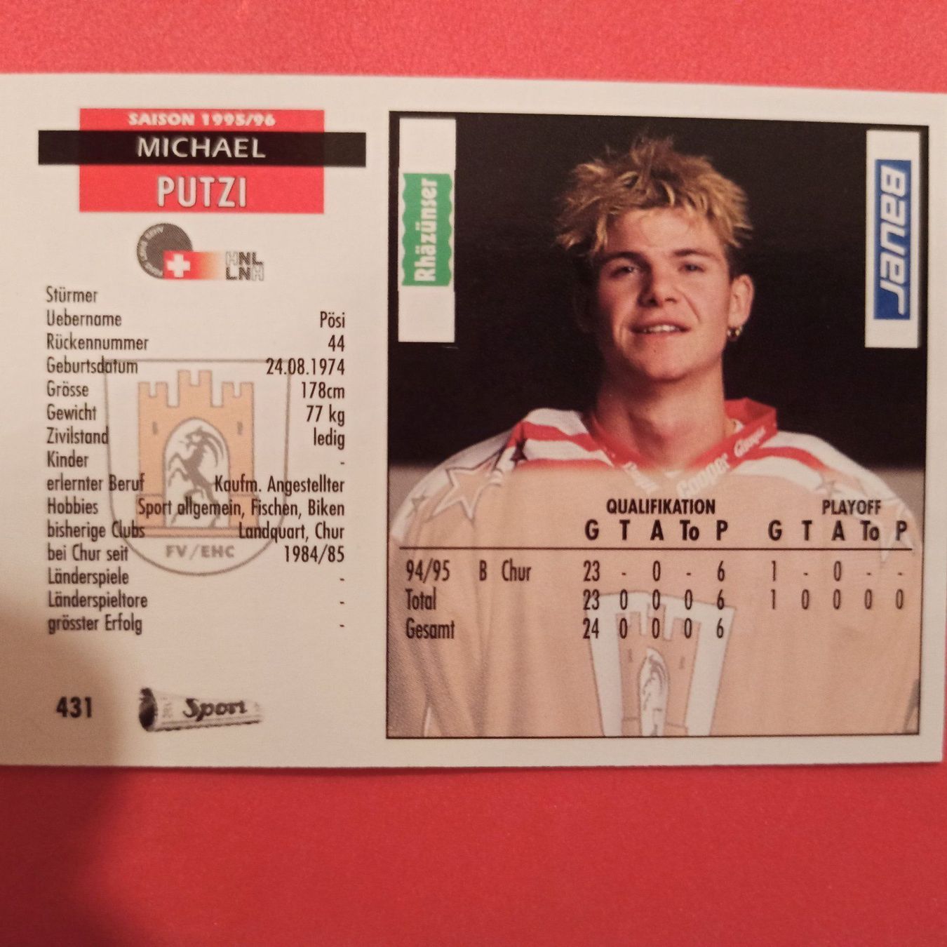 Carte collezionabili: Michael Putzi - EHC CHUR - 1995/96 – Usato da Dübendorf venduto da kb86_MOVIE 1