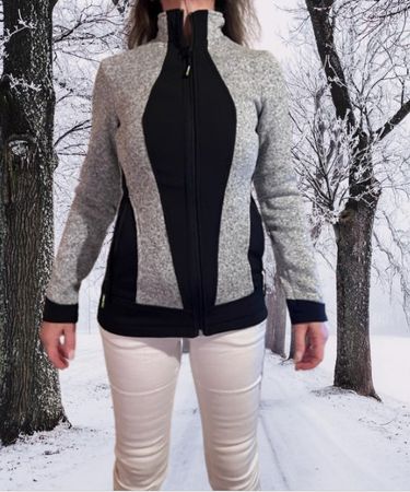 NEUE CrewWork Strickjacke grau mit Softshell Gr. XS - 221212