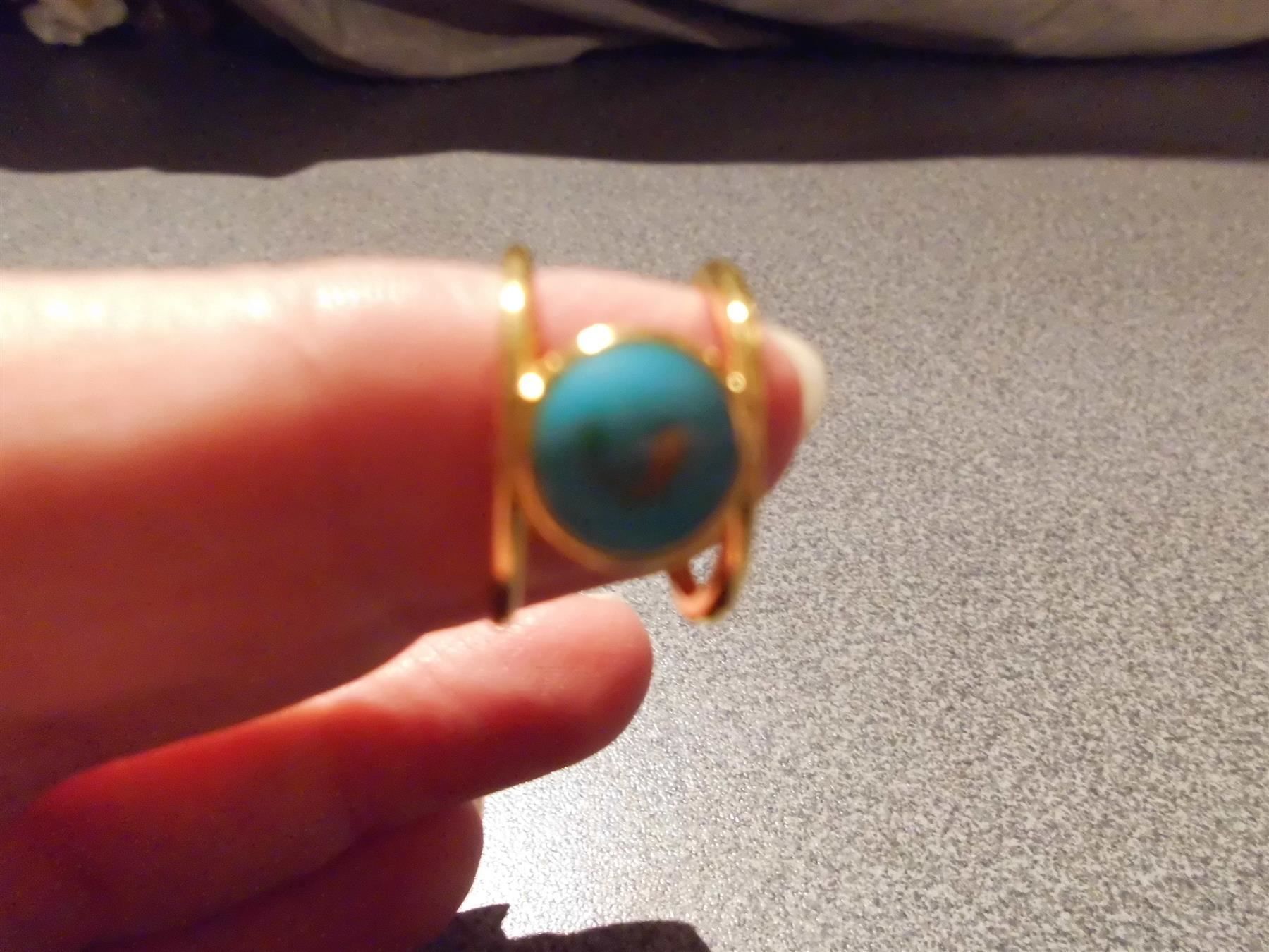 Anelli: Ring, Doppelschiene, goldfarbig, blauer – Usato da Zürich venduto da abraxas1291