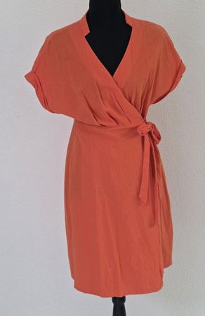 Orange Sommer Kleid Gr. M Wickelkleid Baumwolle Top!