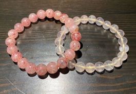 2x Edelstein Heilstein Armband - Cherry Quartz &  Rosenquarz