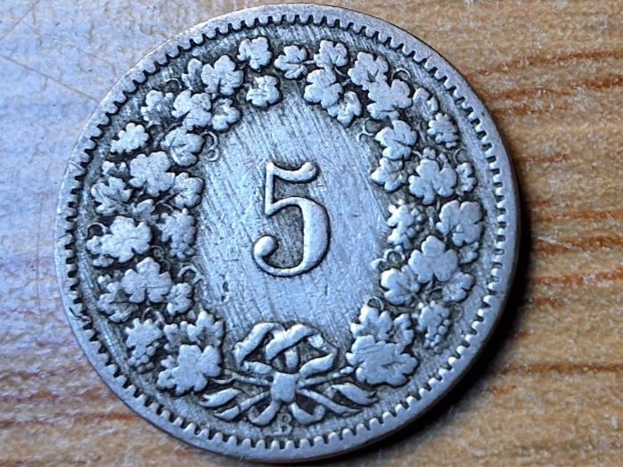 Tutti le monete: 5 Rappen 1891 – Usato da Münchenstein venduto da purbach1 1