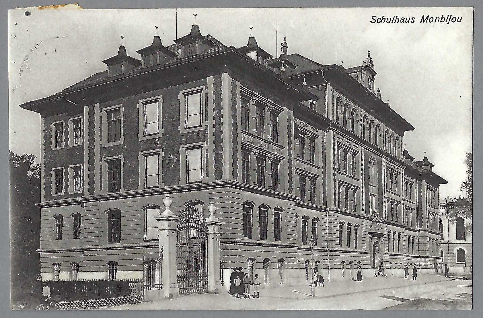 Cartoline postali: 1908, BERN SCHULHAUS MONBIJOU – Usato da Pura venduto da ulisse1957