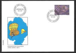 Flugpost FDC F48 Pro Aero ET Bern 9.3.1981 Hans Erni