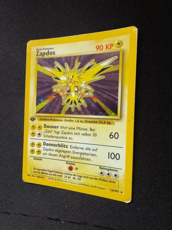 Zapdos Base Set 1st Edition German (Played) (Gebraucht) in ...