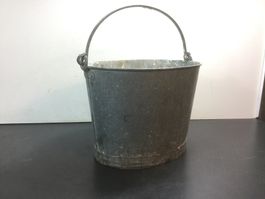Blech Kessel verzinkt, Vintage Eimer für Haus und Garten