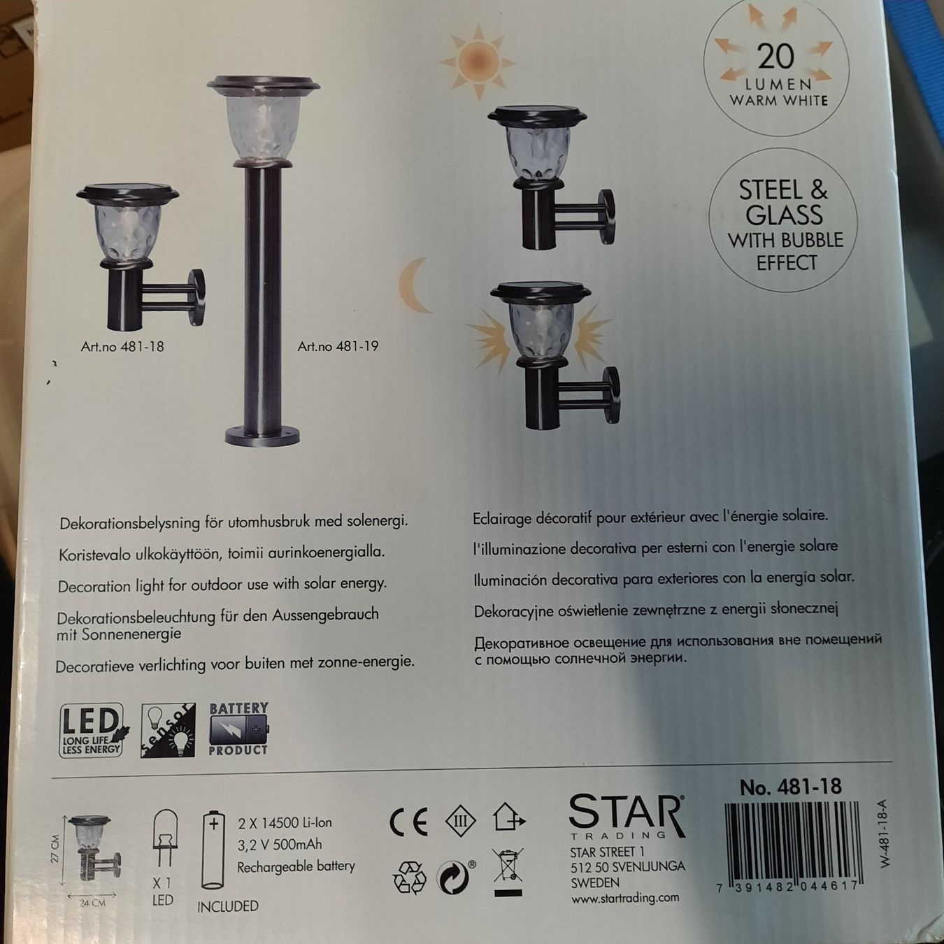 Lampade: Eingangslampe Außen Lampe LED-Solar-Wand-/Wegeleuchte – Nuovo e nell'imballaggio originale da Widnau venduto da Senna7 3