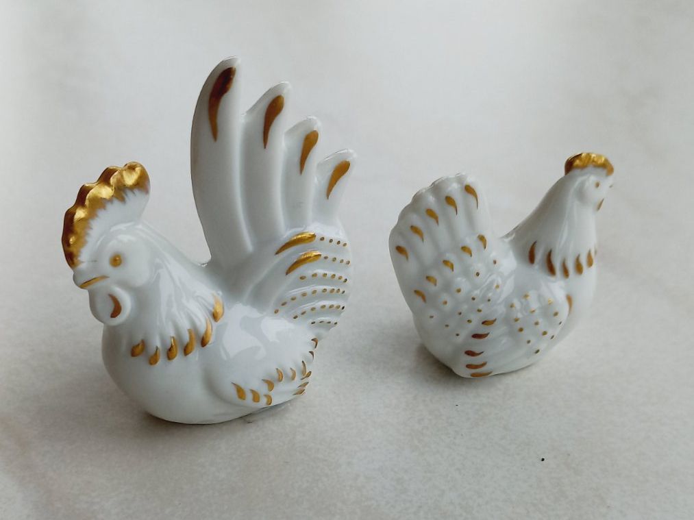 Statuette: Handbemalt Hahn 4,5x5cm Huhn 4x3,5cm – Nuovo e nell'imballaggio originale da Winistorf venduto da acreativ3 1