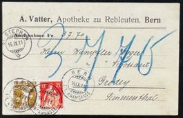 Schweiz Bern Apotheke zu Rebleuten Posteinzug Karte 1911