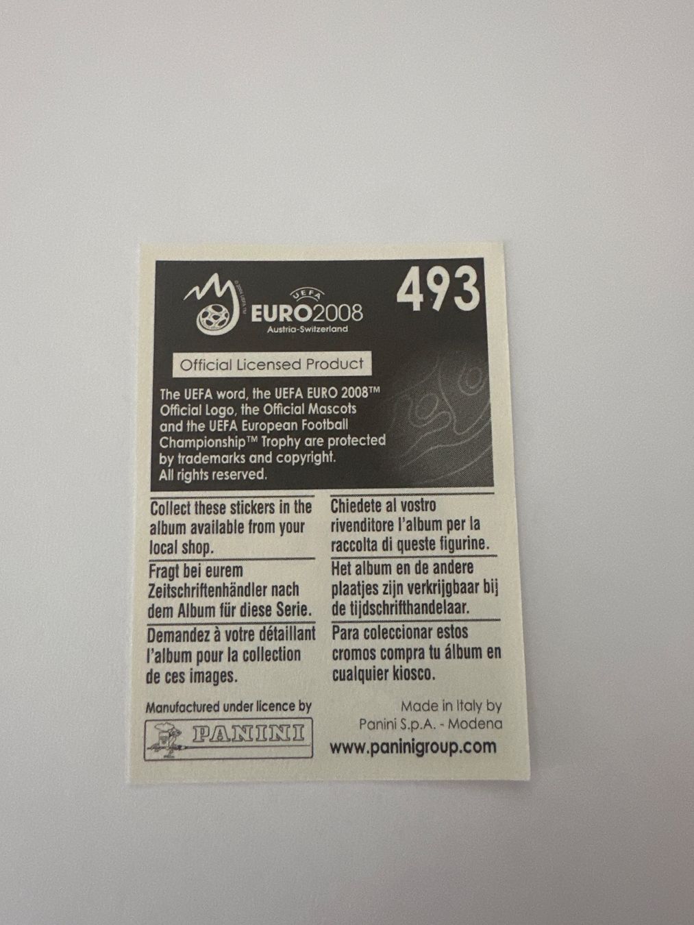 Panini Carte collezionabili: Panini UEFA EM 2008 Sticker - Nr. 493 – Usato da Sulz AG venduto da DealWerk 1