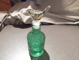 Flasche Glas, mit Verschluss Vogel, grün