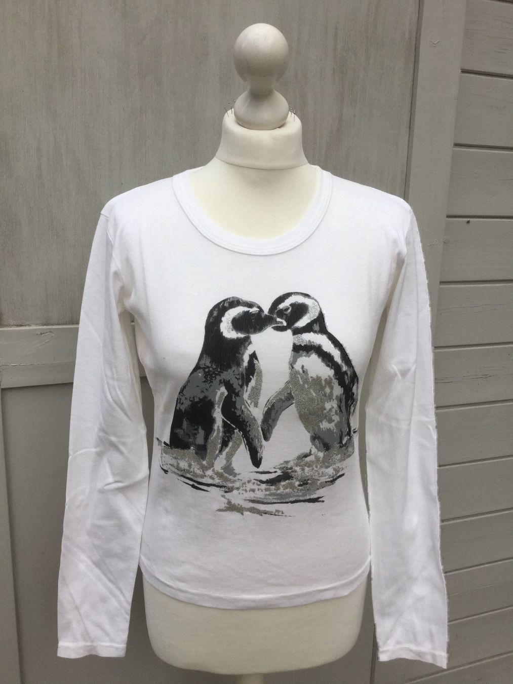 Tops: Sweat blanc motif PINGOUINS, taille M – Gebraucht aus Agiez von chouchanelle 3