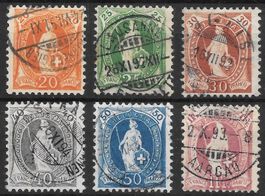 1891/92 Stehende Helvetia SBK Nr. 66C/71C Voll-O Kat: 345.00
