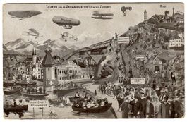 Künstlerkarte Luzern u. der Vierwaldst.-See in der Zukunft