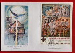 VATIKAN CARITAS BLOCK FDC FÜR OPFER ERDBEBEN UMBRIEN 1997