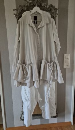 Rundholz Tiefschritt Hose Gr. S weiss