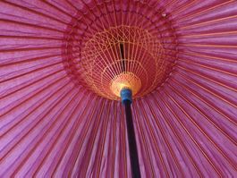Japan Schirm Sonnenschirm Kabuki Seide Papier Tokyo Rarität