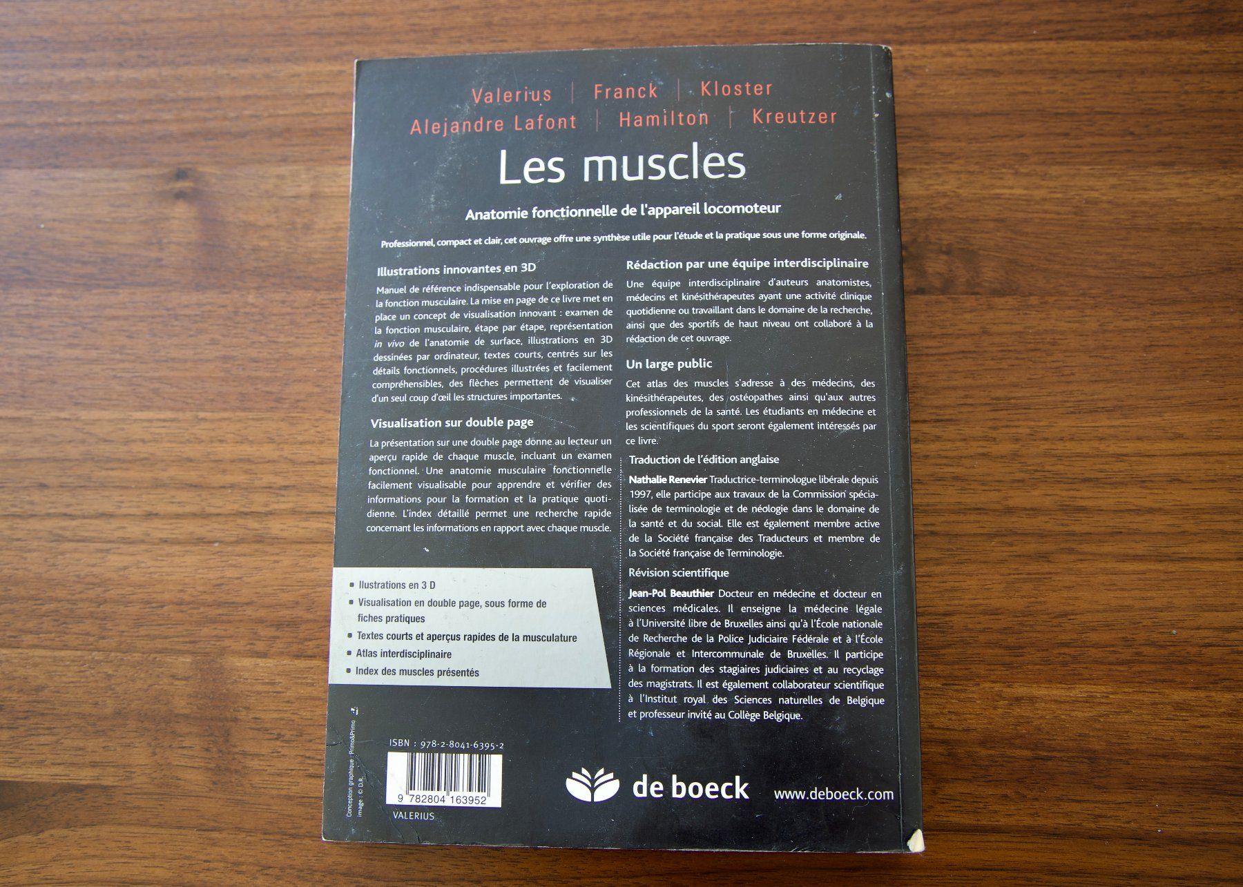 Libri: Anatomie fonctionnelle " Les muscles" De Boeck – Usato da Genève venduto da LiPhry 1