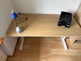 Steh-Sitz-Tisch weiss/Holz verstellbar sehr guter Zustand