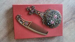 Antikes Spiegel- und Kammset mit Strass,Metal,Vintage Style