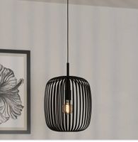Lampe suspendue design noir style cage