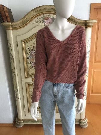 Strickpullover altrosé, v-Ausschnitt