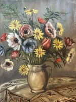 Brülhart Blumenstillleben, Ölgemälde, signiert, Vintage