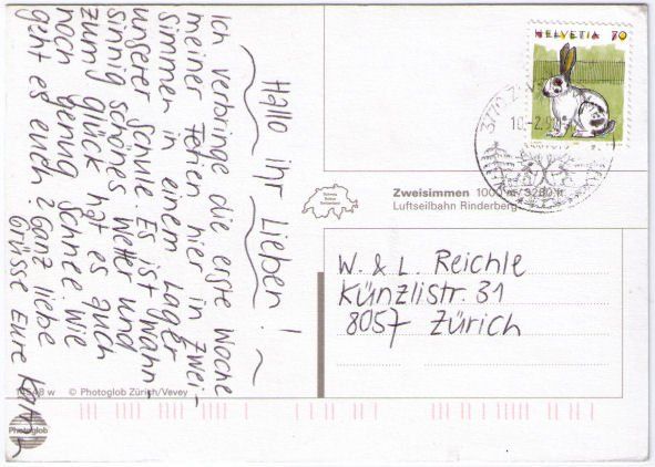 Cartes postales: Zweisimmen - Gondelbahn Rinderberg – D'occasion à Binningen par Mountainrider 1
