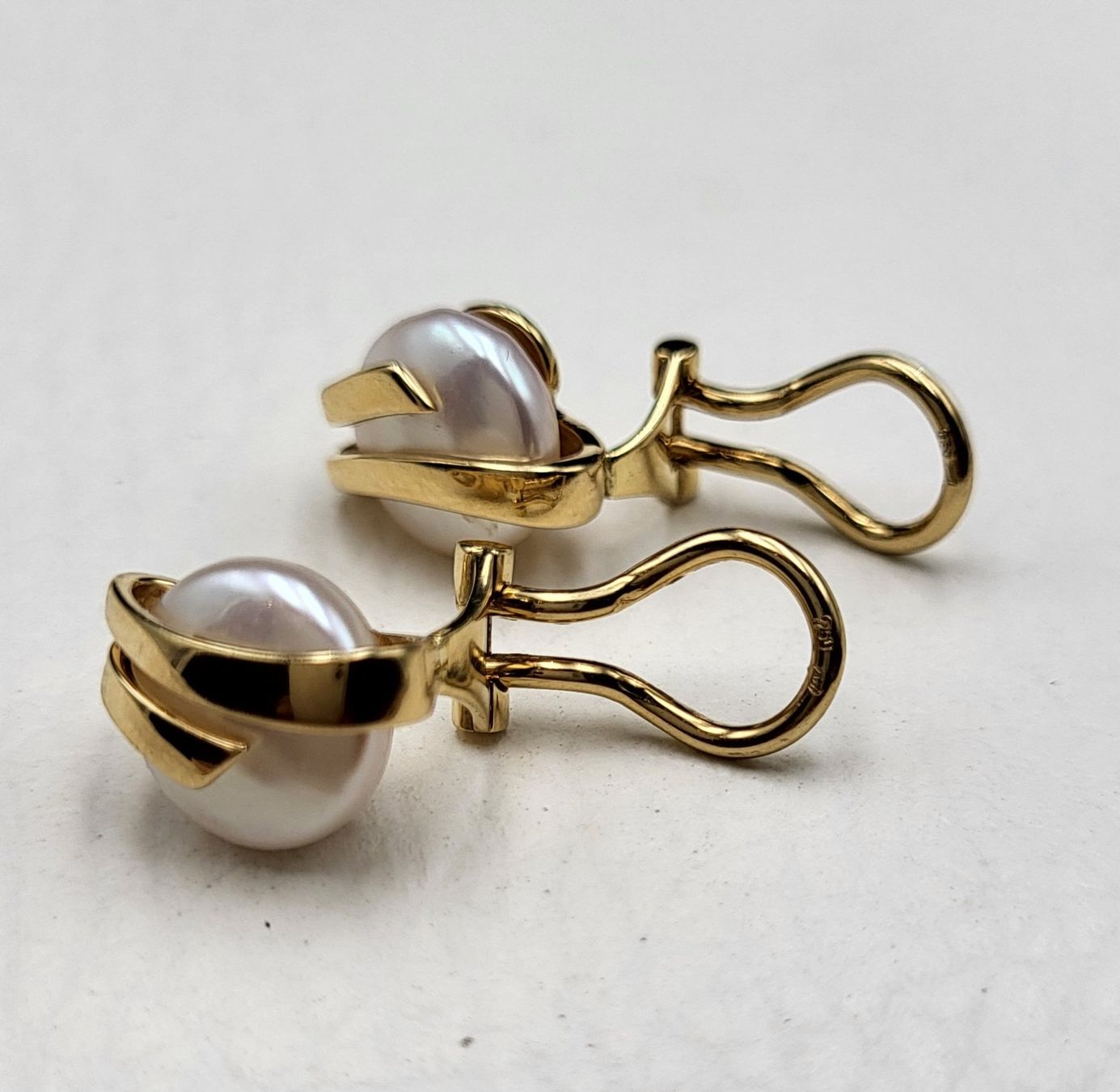 Orecchini pendenti & Orecchini a lobo: 18 Karat 750 Gold Ohrclips Mit Perlen – Usato da Wald ZH venduto da Dasilver 7