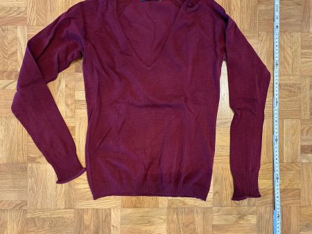 Damen Pullover bordeauxrot V-Ausschnitt Gr. XS
