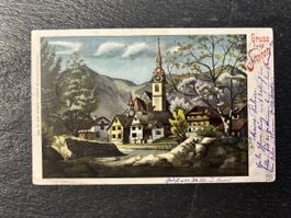 1901 Gruss aus Steinen litho couleur Künzli Zürich 5885