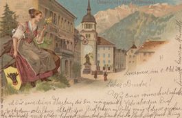 Altdorf   UR   mit Trachtendame und Kantonswappen    um 1901