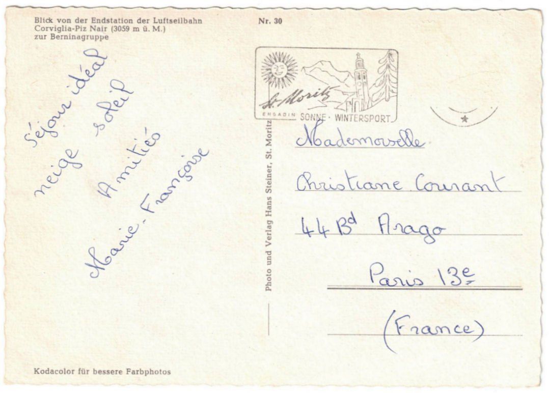 Cartoline postali: St. Moritz - Luftseilbahn Corviglia--Piz Nair – Usato da Binningen venduto da Mountainrider 1