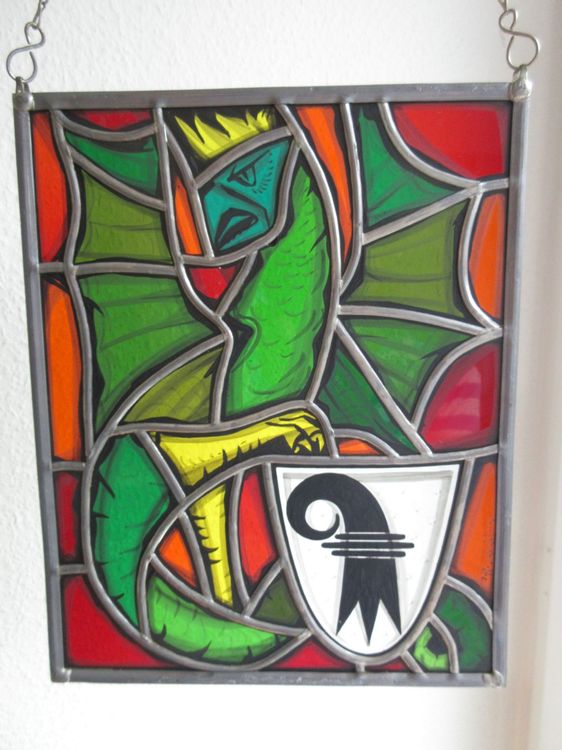 Wappenscheibe mit Basler Basilisk und Baselstab (Gebraucht) in ...
