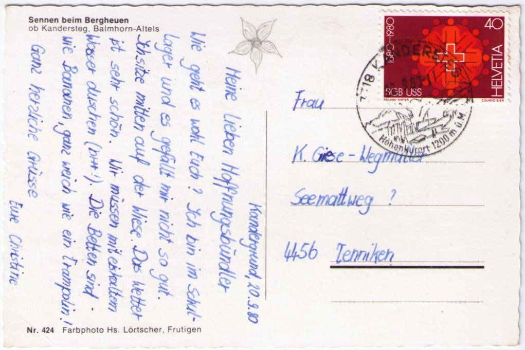 Cartes postales: Kandersteg - Sennen – D'occasion à Binningen par Mountainrider 1