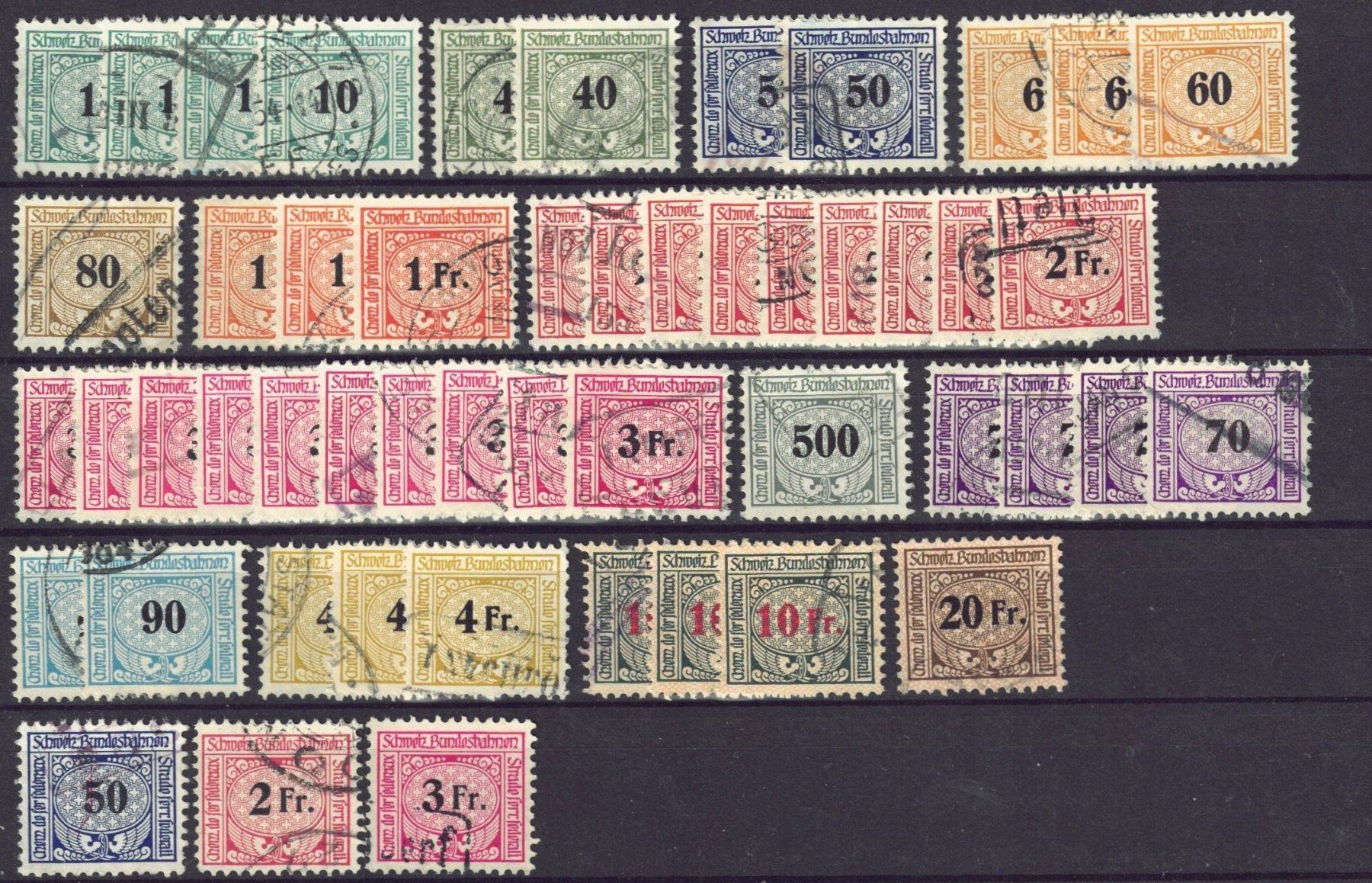Alle Briefmarken: Eisenbahnmarken Schweiz gestempelt – Gebraucht aus Courtepin von ema_dy29