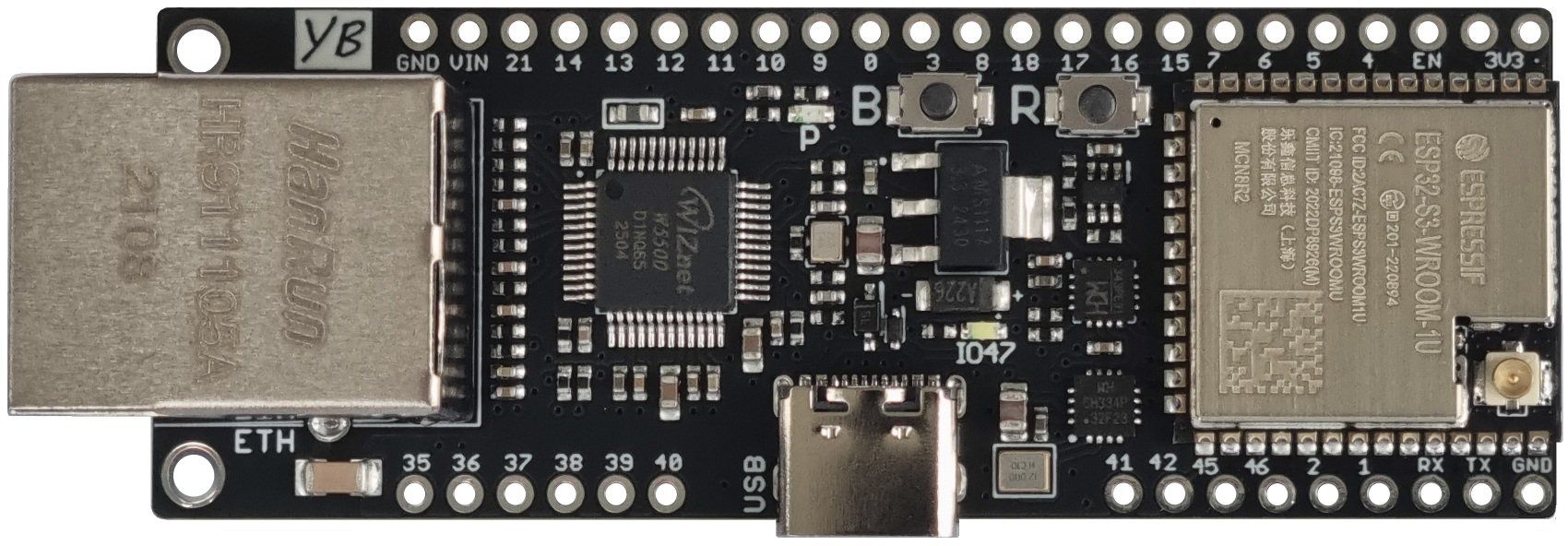 Componenti elettronici: YB-ESP32-S3-ETH Arduino DevBoard: Ethernet+WiFi,USB-C,PSRAM – Nuovo e nell'imballaggio originale da Sursee venduto da allduino