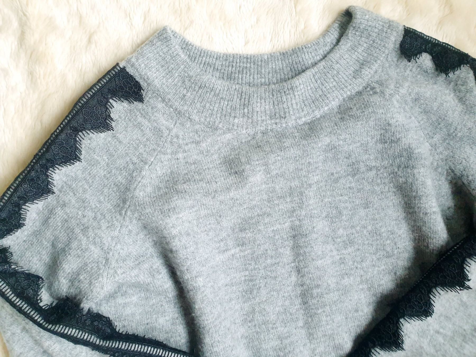 Pulls & Sweat-shirts: PULLOVER PULLI M 38 GRAU SCHWARZ MIT SPITZE WARM KUSCHELIG – D'occasion à Elsau par the-colorful-side 4