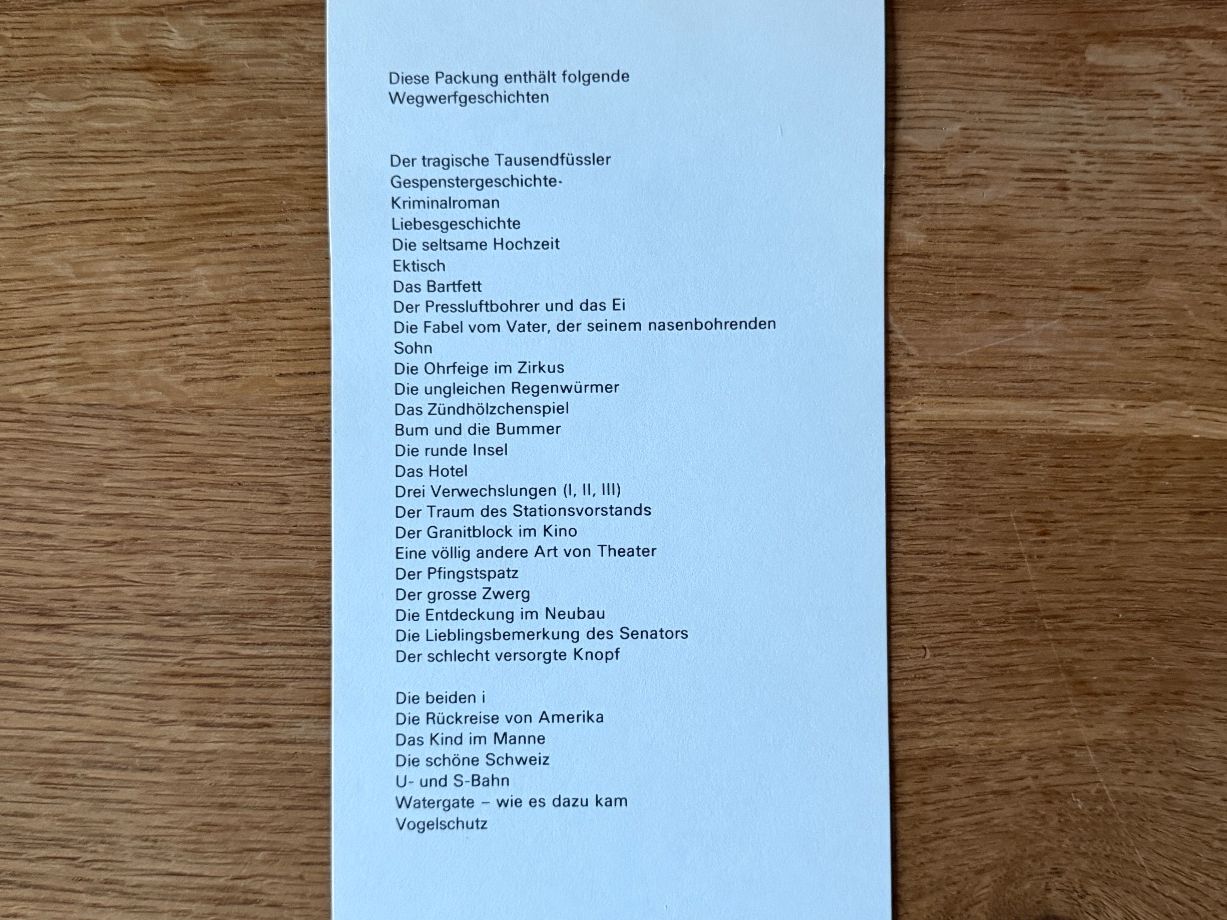 Livres: Franz Hohler, Wegwerfgeschichten – D'occasion à Schaffhausen par Bootes 2