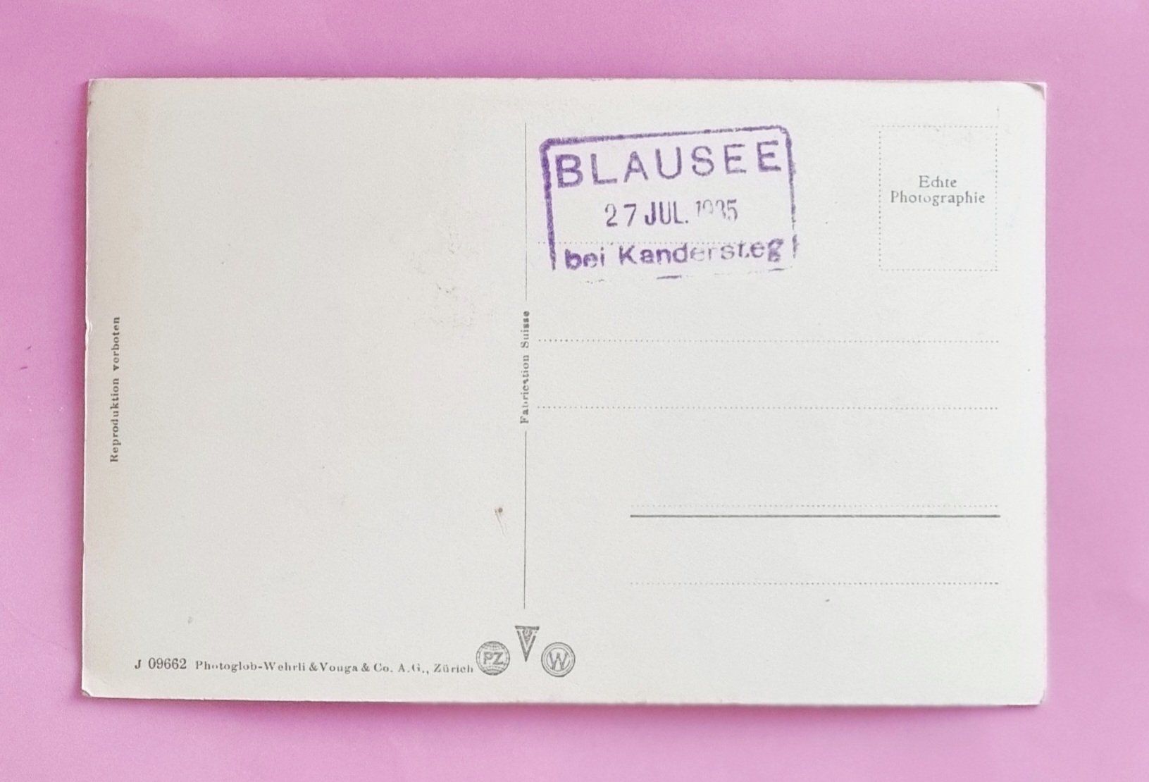 Ansichtskarten: Blausee bei Kandersteg - 1935 – Gebraucht aus Rothrist von RROENK 1