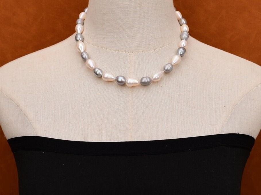 Ketten: Grau Lua Perlen Kette Echt 1cm Collier Perle Vrai Halskette – Neu (gemäss Beschreibung) aus Prilly von ilyria73 7