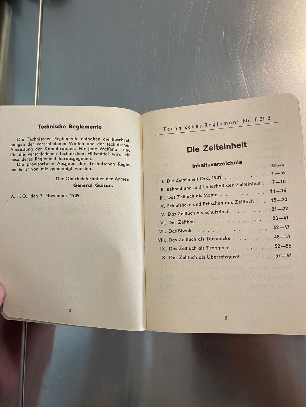 Libri: Die Zelteinheit,  Techn. Reglement Nr. T 31 d 1943 – Usato da Winterthur venduto da nor_qtg7 1