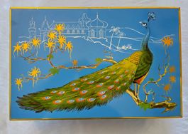 Tee Blechdose ±50er  "Pfau" / Teehaus Ronnefeldt Frankfurt