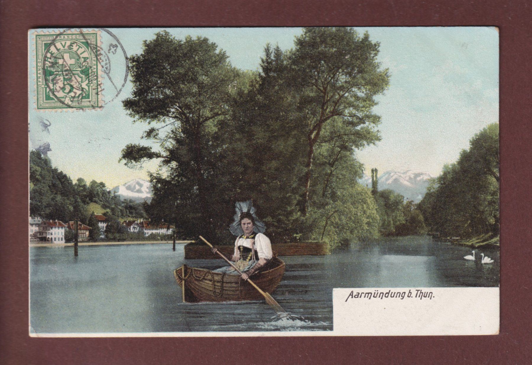 Cartoline postali: AARMÜNDUNG bei Thun - 1905 – Usato da Pully venduto da nicecards