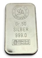 Argor SA Chiasso Silberbarren 50g Feinsilber 999 Vintage